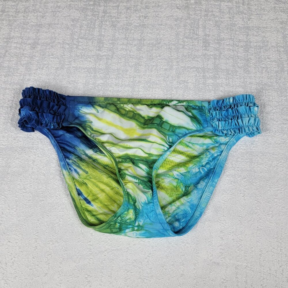 Lucky Brand Bikini Bottom Women P/S Green Blue Tie Dye Hipster Caribbean Crush